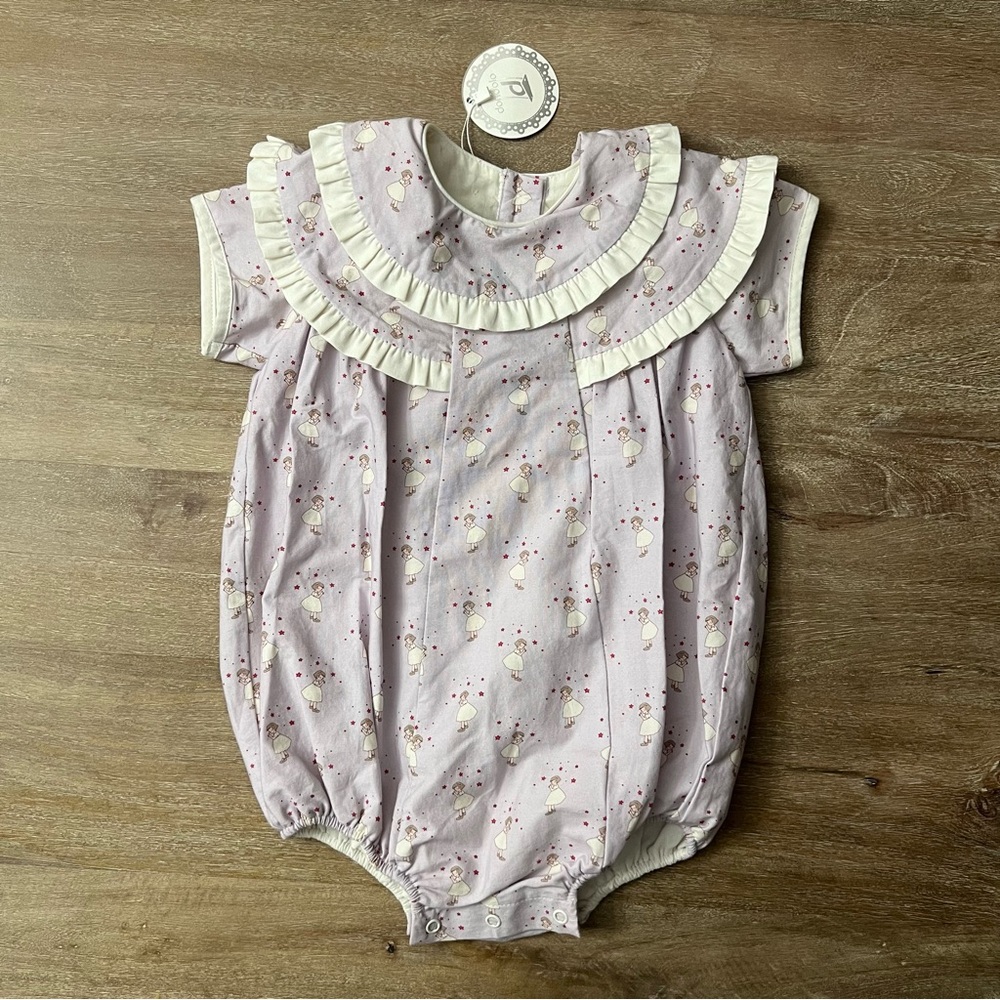 NWT Dondolo Purple Bubble Romper with Ruffles Size 2 Toddler
